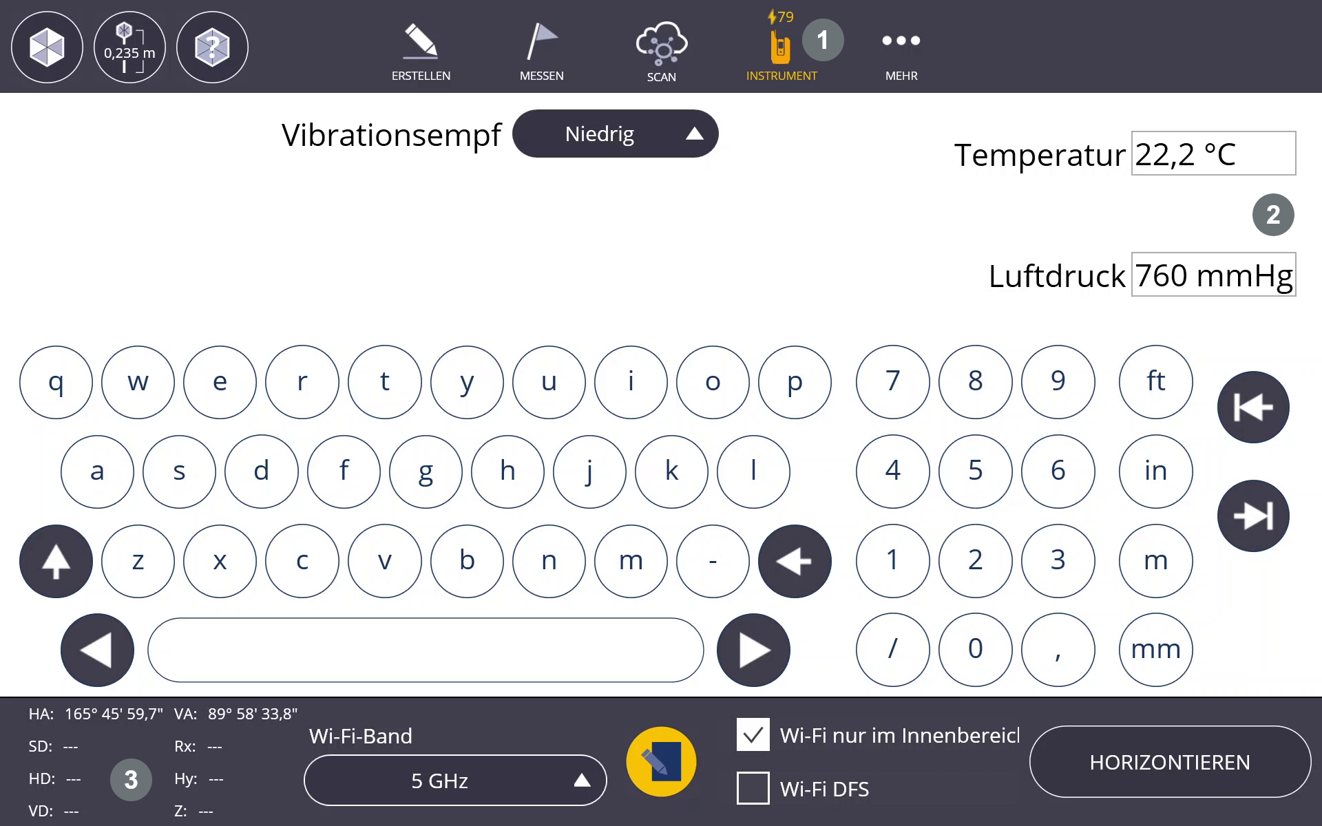 Instrumenteneinstellungen