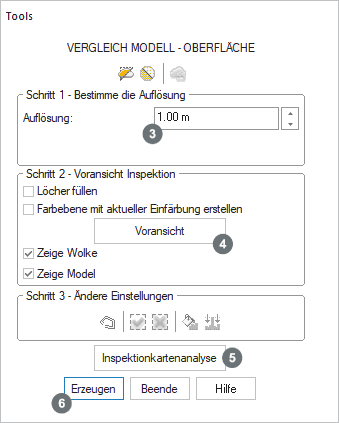 Vergleich Modell Oberfl&auml;che