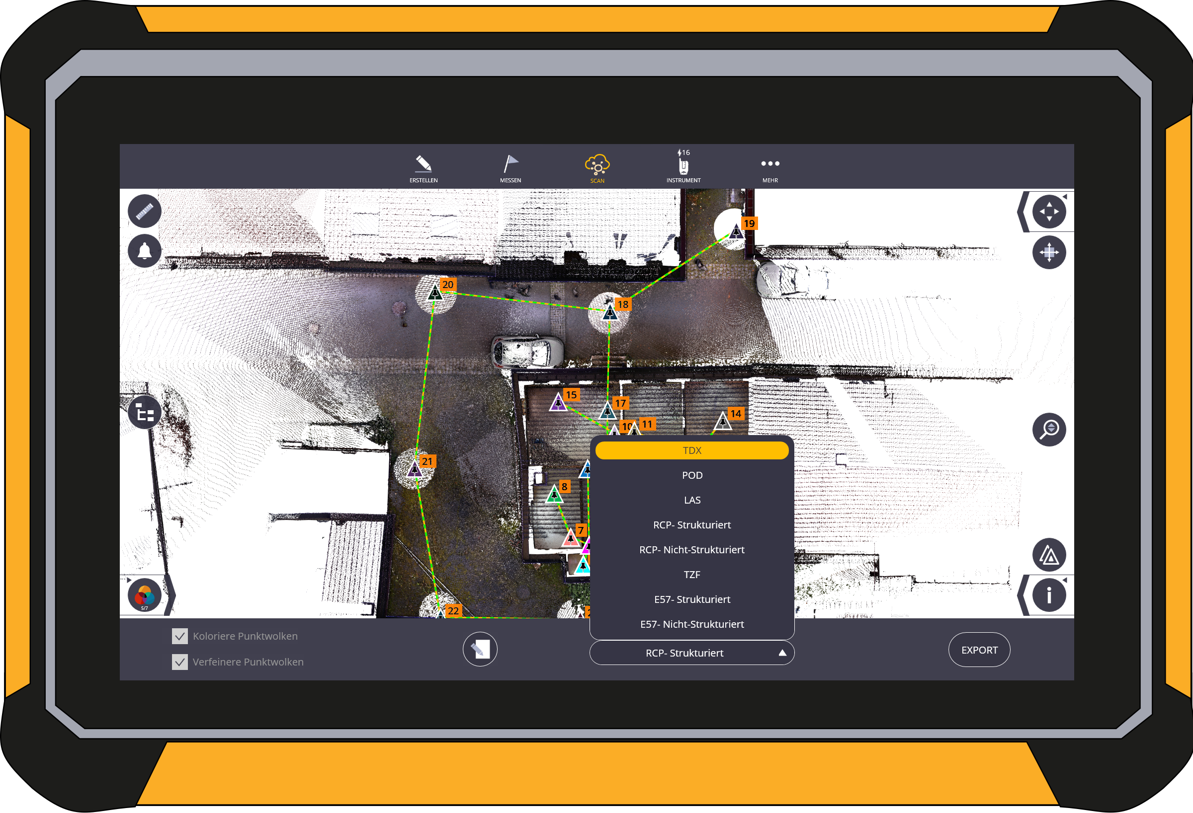 Laserscanner Punktwolke exportieren