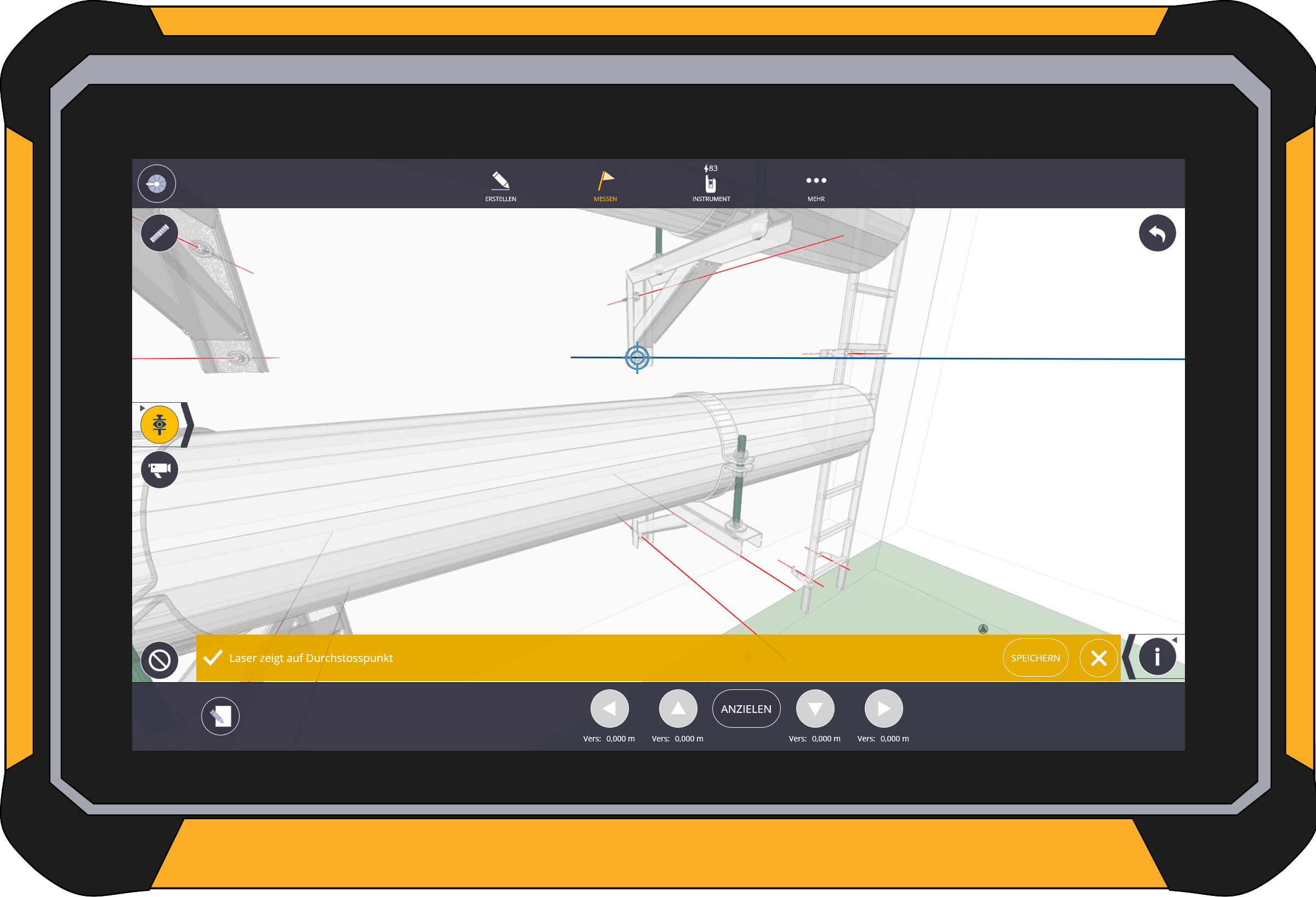 Totalstation Wanddurchbruch